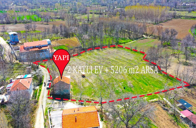 2 KATLI EV ve 5206 m2 ARSASI, SONDAJ KUYUSU BULUNAN SATILIK EV